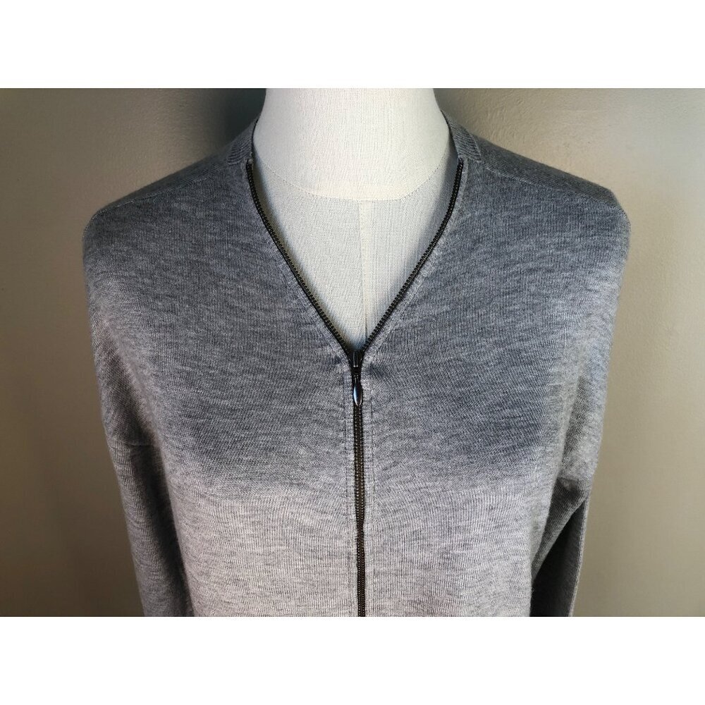 Trouve 1/2 Zip V-Neck Cashmere Blend Gray Tunic Sweater Size XS